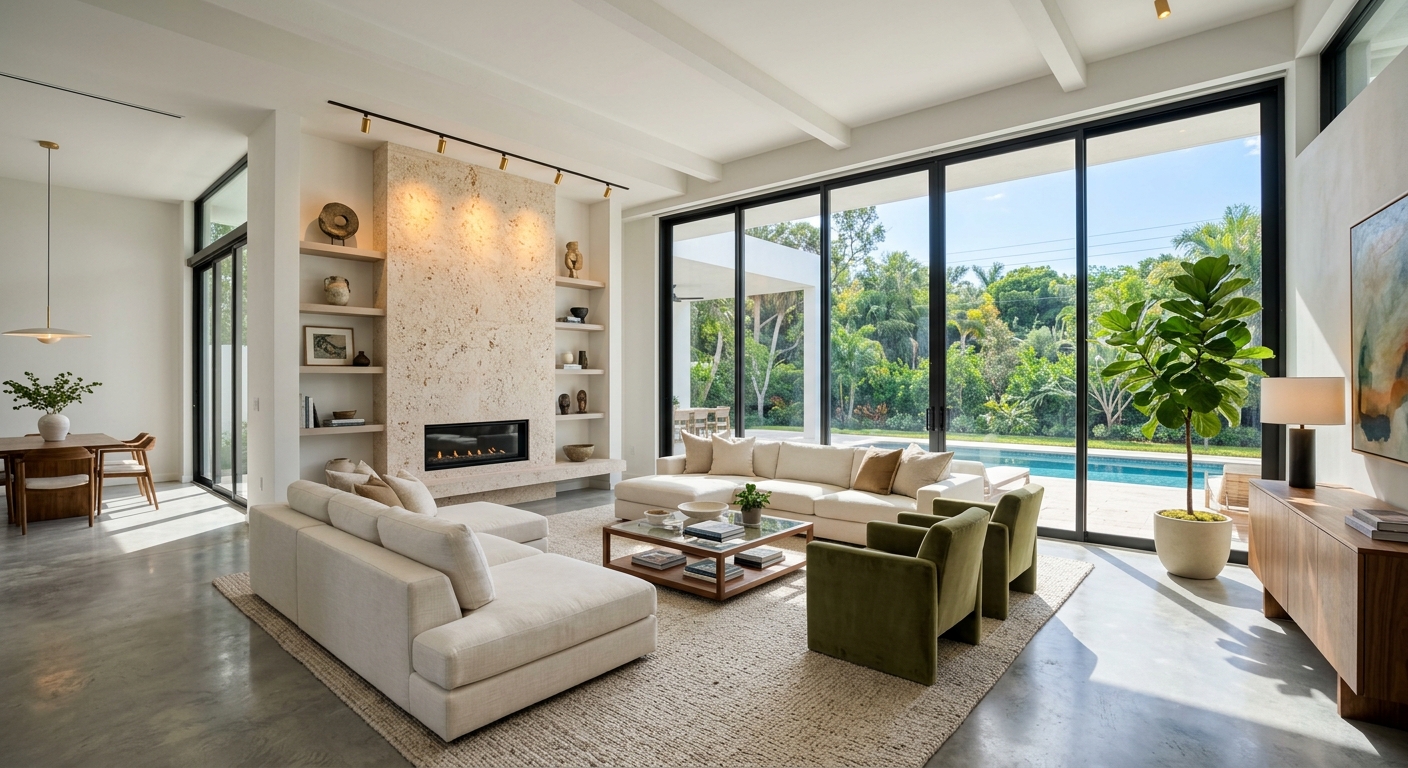 Bright airy living room render