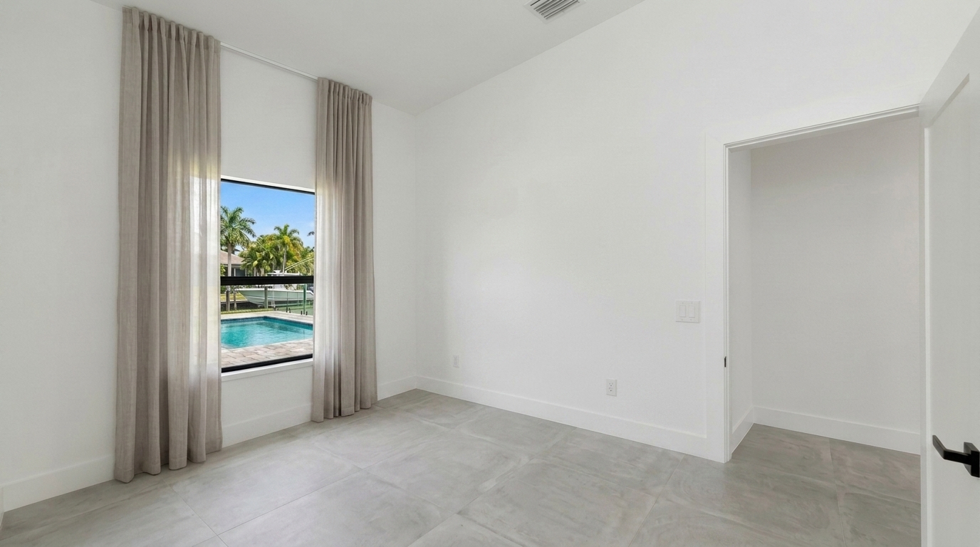 Empty bedroom before staging