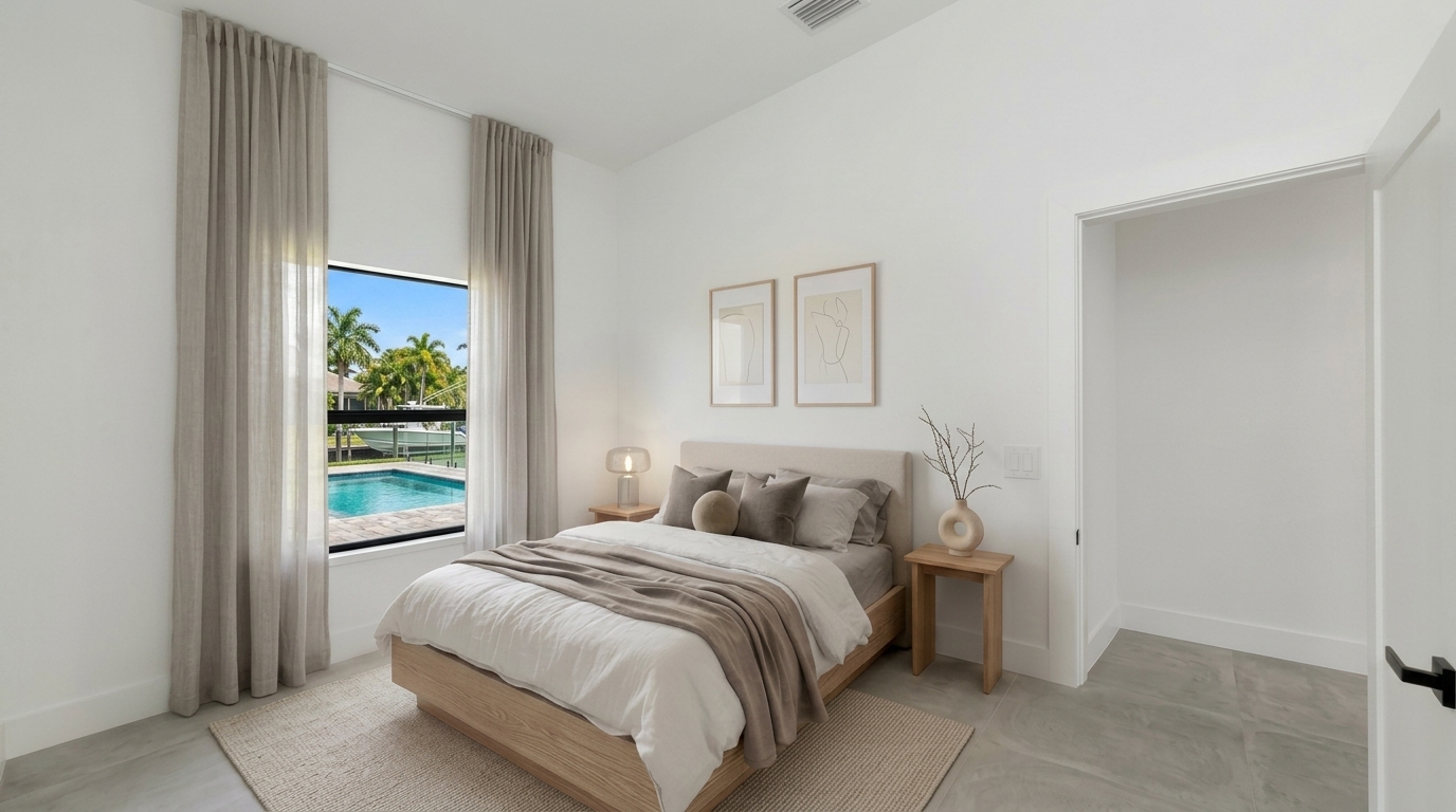 Same bedroom virtually staged by Vizma
