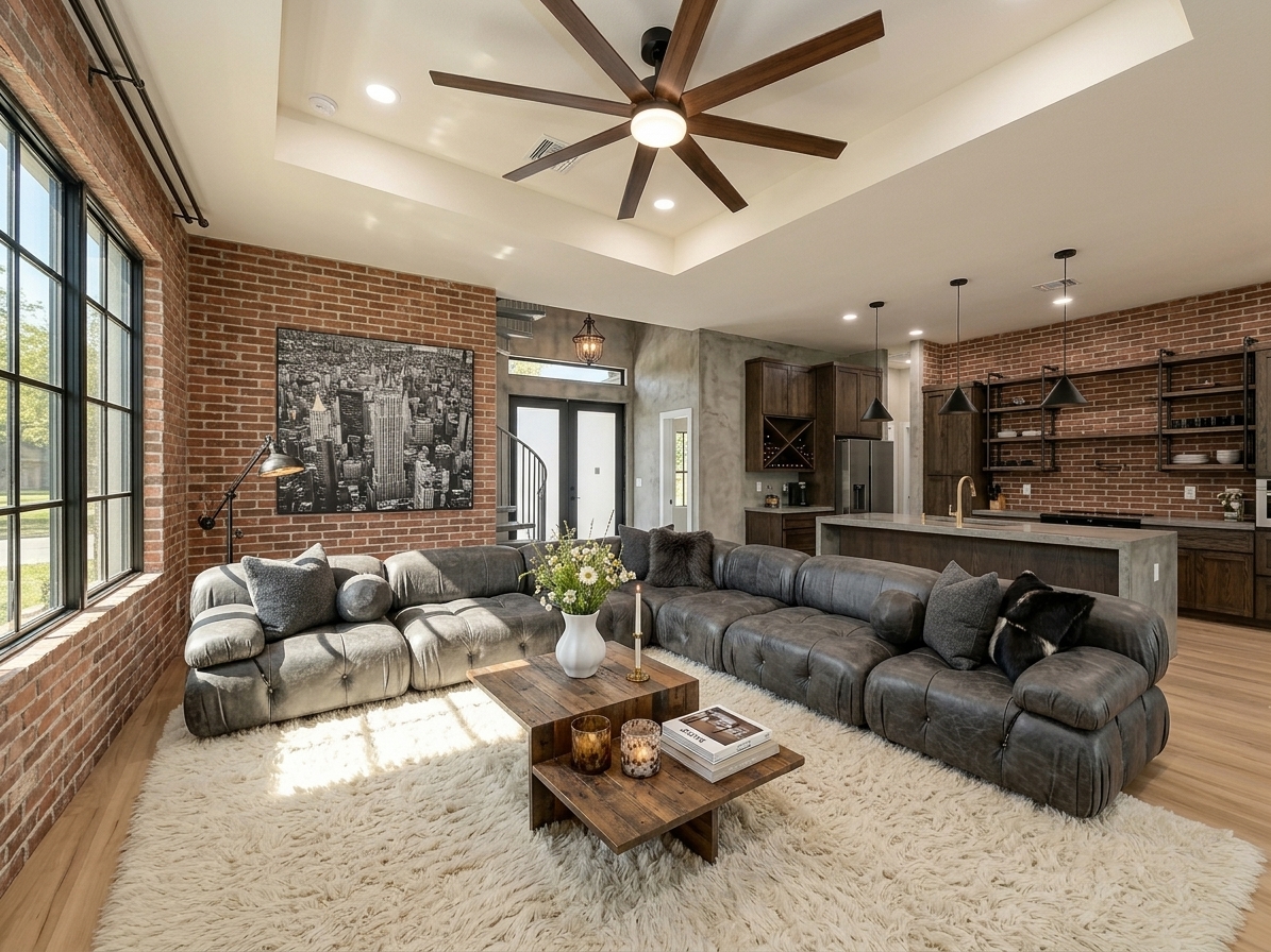 Industrial loft living room