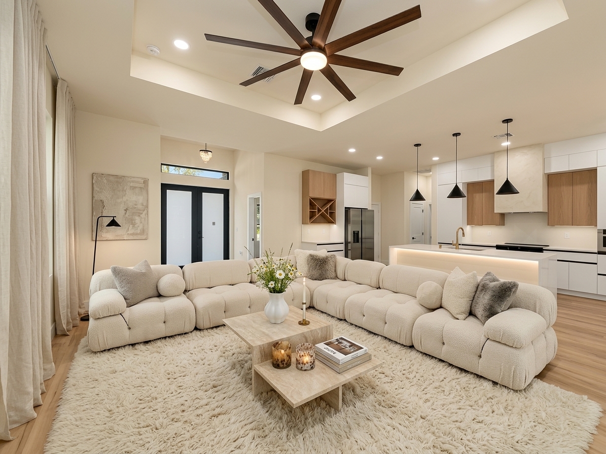 Cream minimalist living room