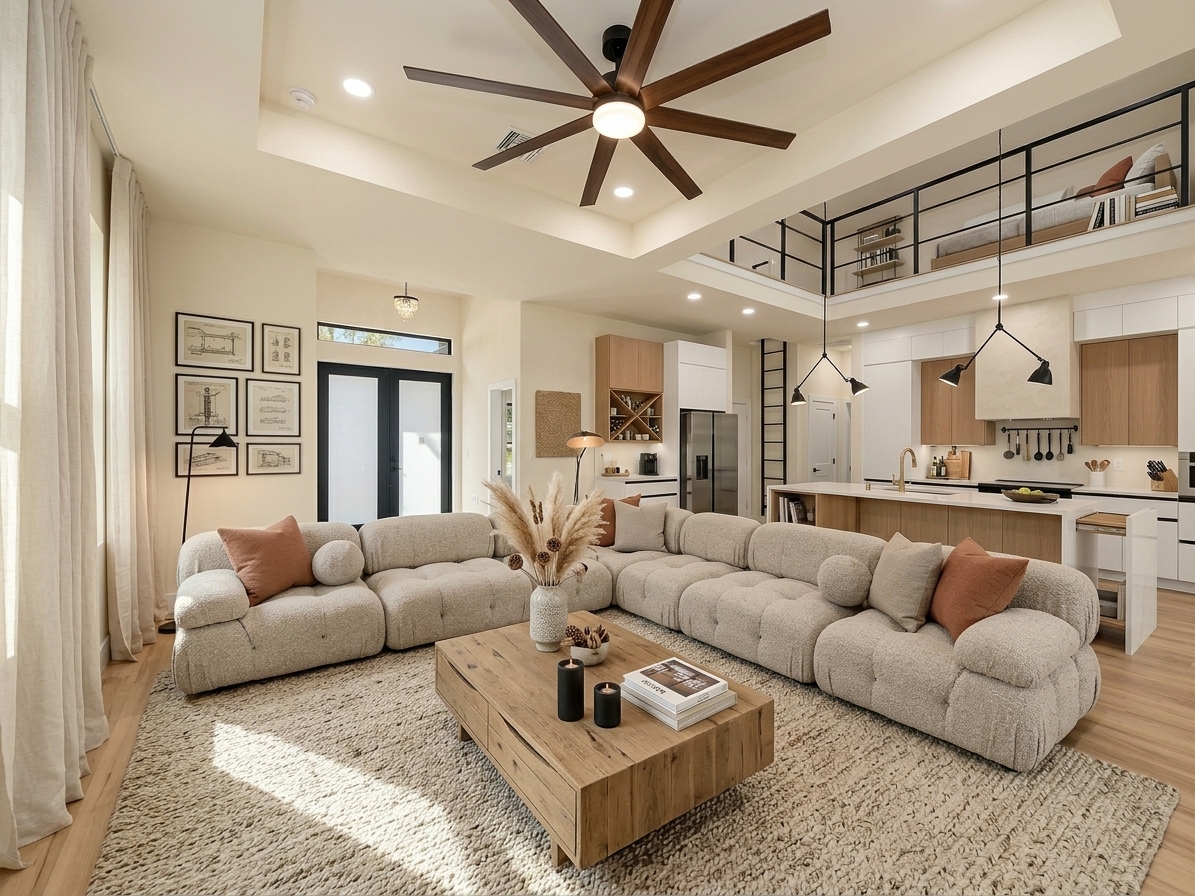 Warm modern living room
